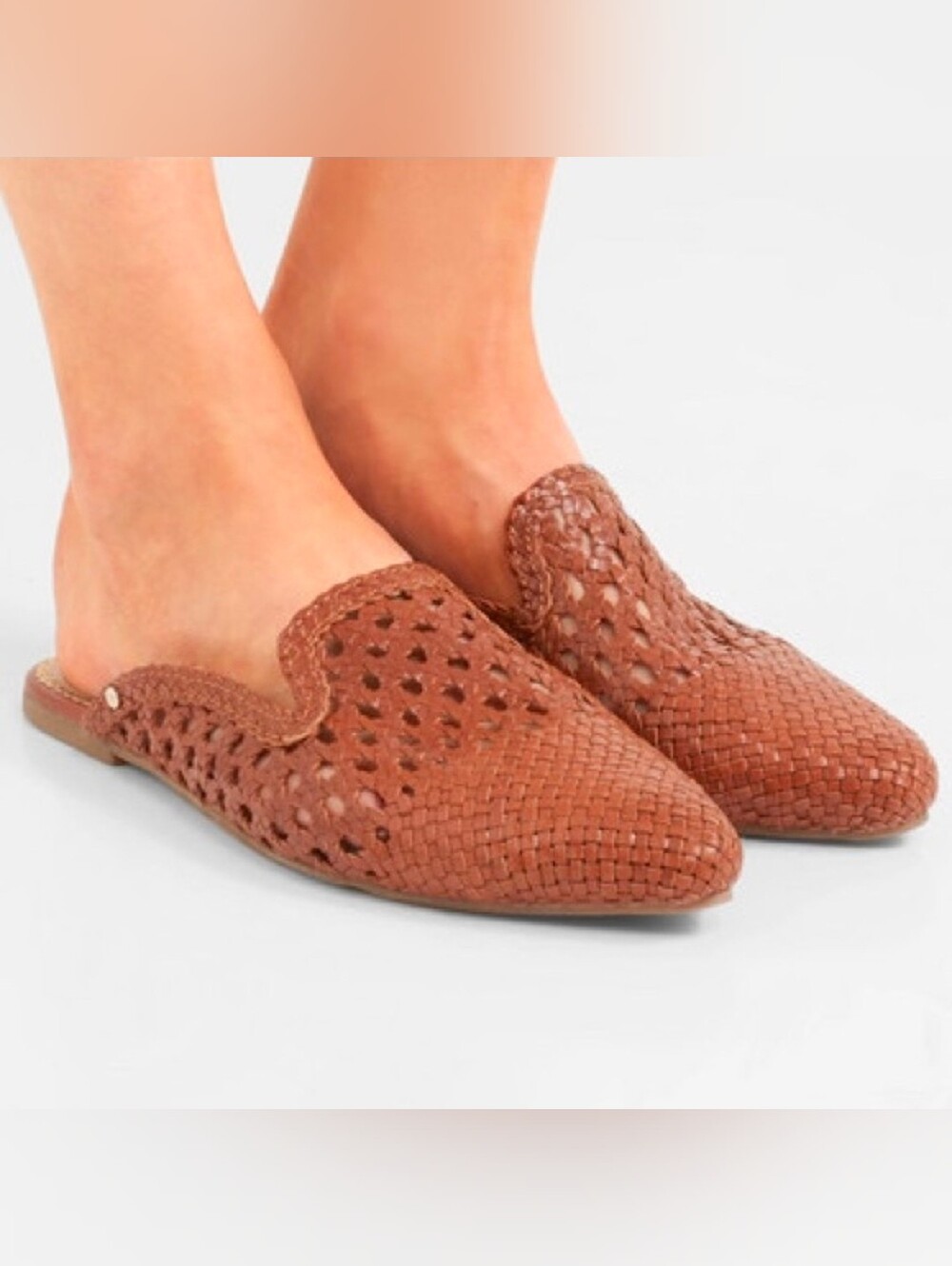 Sam Edelman Woven Tan Leather Mule